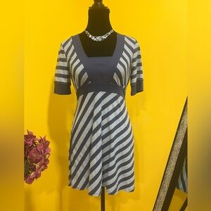 VTG Gitano Metallic Blue Striped Empire Waist Top Size Small